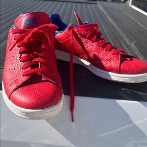 Adidas Men's Bold Red and Blue Sneakers